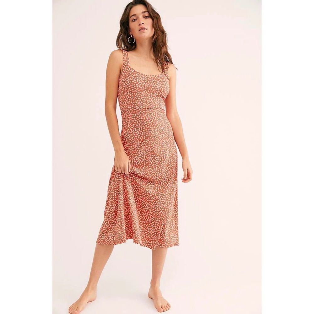 Free People Lorelai Daisy Print Midi Dress NWOT